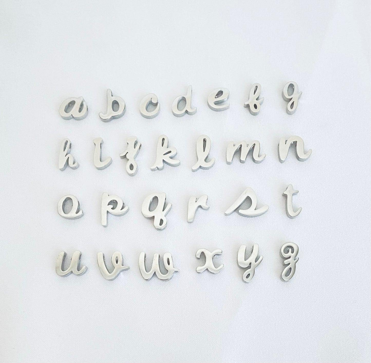 Stainless Steel Lowercase Script Letter Charm • Dainty Initial Pendant for Custom Jewelry Making