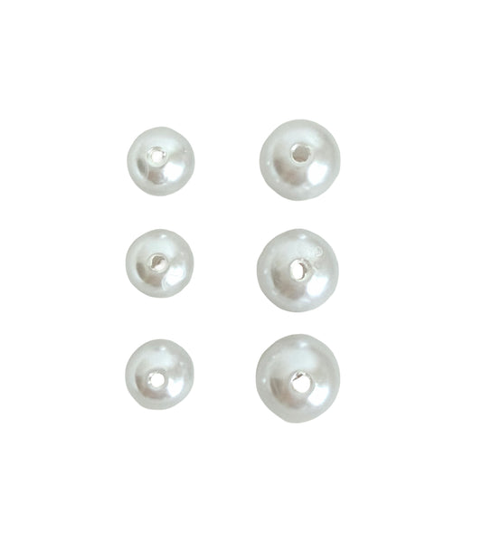 White Glass Pearl Beads (10mm or 12mm) • Elegant Round Faux Pearl Beads for Jewelry Making, Bracelets, Necklaces & DIY Crafts