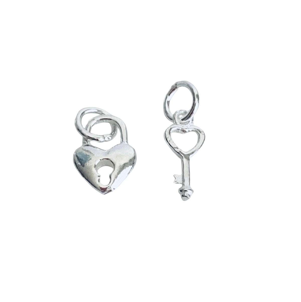 925 Sterling Silver Key & Lock Charm (2 pcs set)