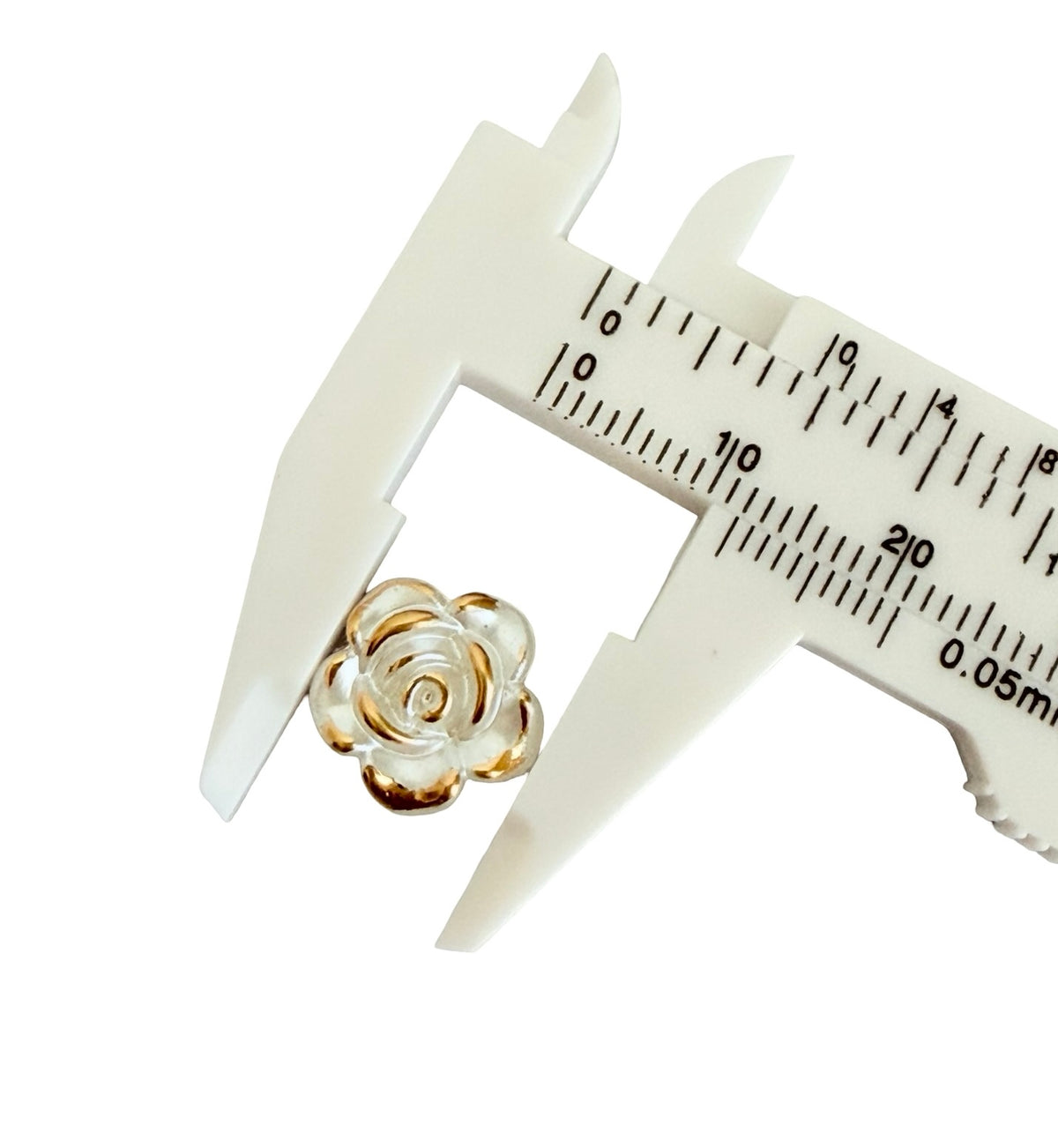 12mm Faux Pearl Gold-Trimmed Rose Beads • Off White Flower Beads for Jewelry Making