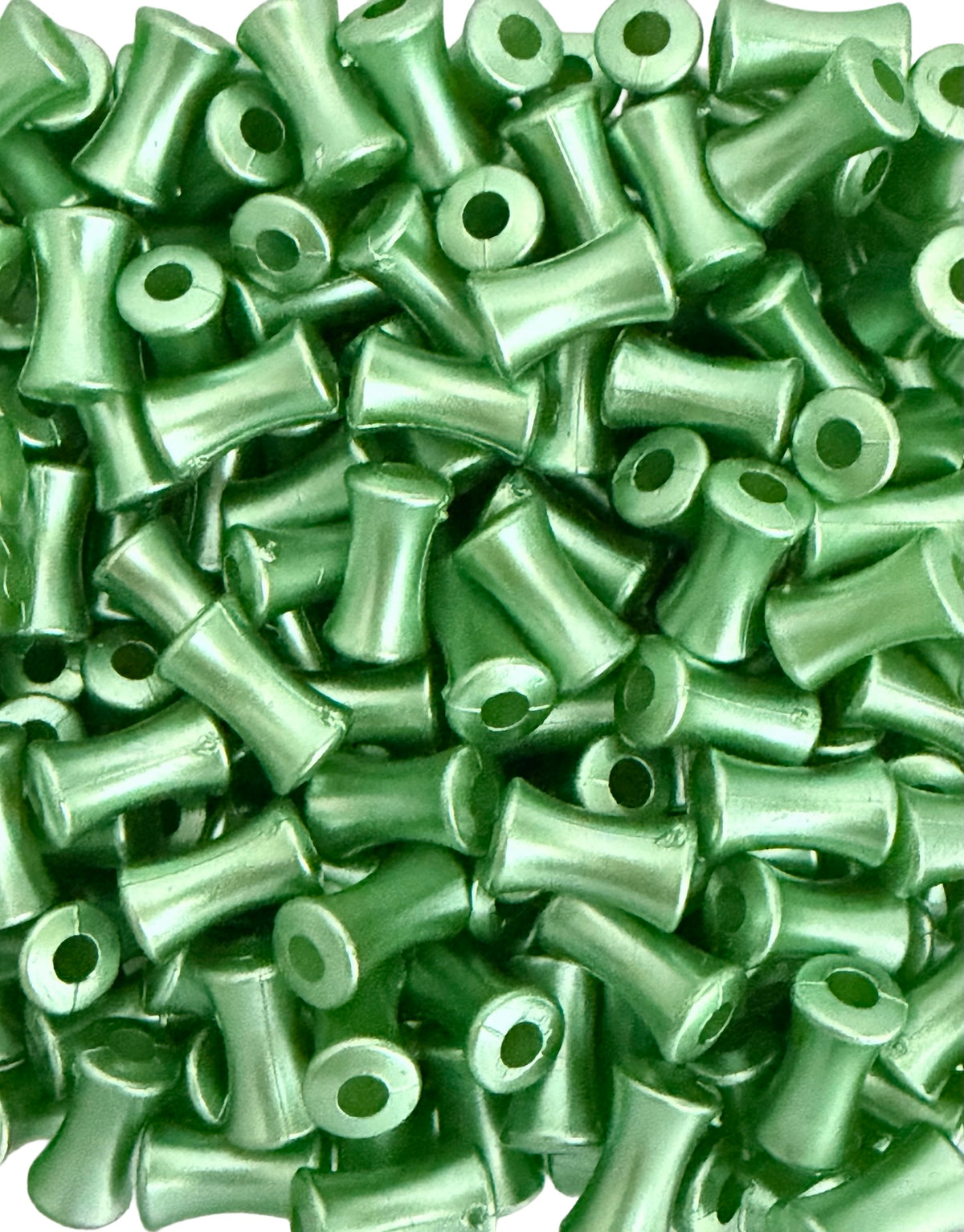 6mm x 11mm Acrylic Bamboo Joint Beads • Dark Green Bamboo Beads for Jewelry Making & Crafts