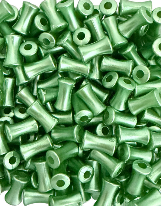 6mm x 11mm Acrylic Bamboo Joint Beads • Dark Green Bamboo Beads for Jewelry Making & Crafts