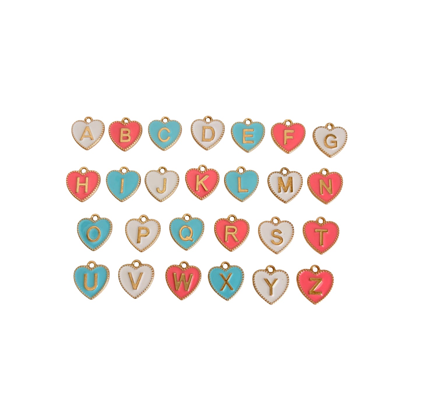 Enamel Alphabet Heart Charms • Color Initial Letter Charms for Jewelry Making & DIY Accessories