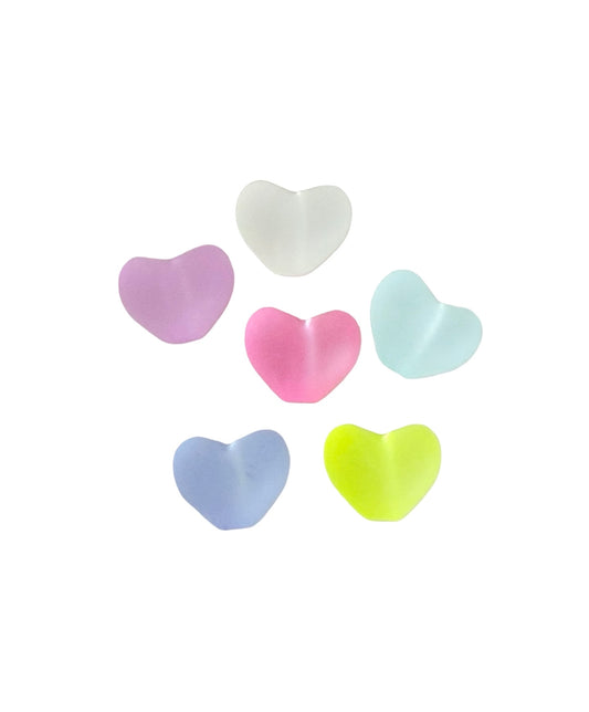 Small Acrylic Puffy Heart Beads • Random Assortment of Matte Finish • Heart Beads for Jewelry Making