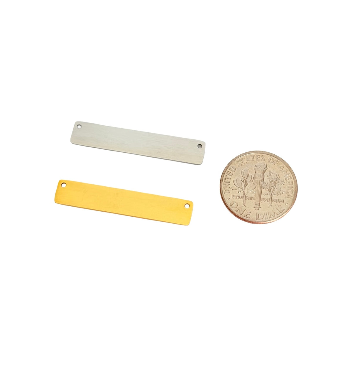 6mm x 32mm Shiny Long Bar Blank • Stainless Steel • Gold over Stainless Steel