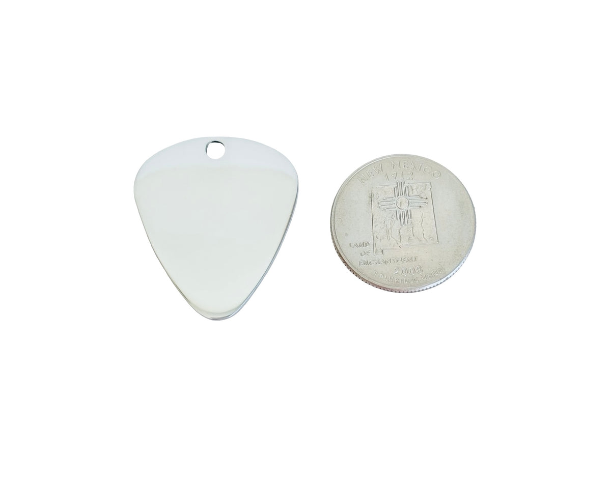 Shiny Stainless Steel Guitar Pick Blanks • 32mm x 28mm