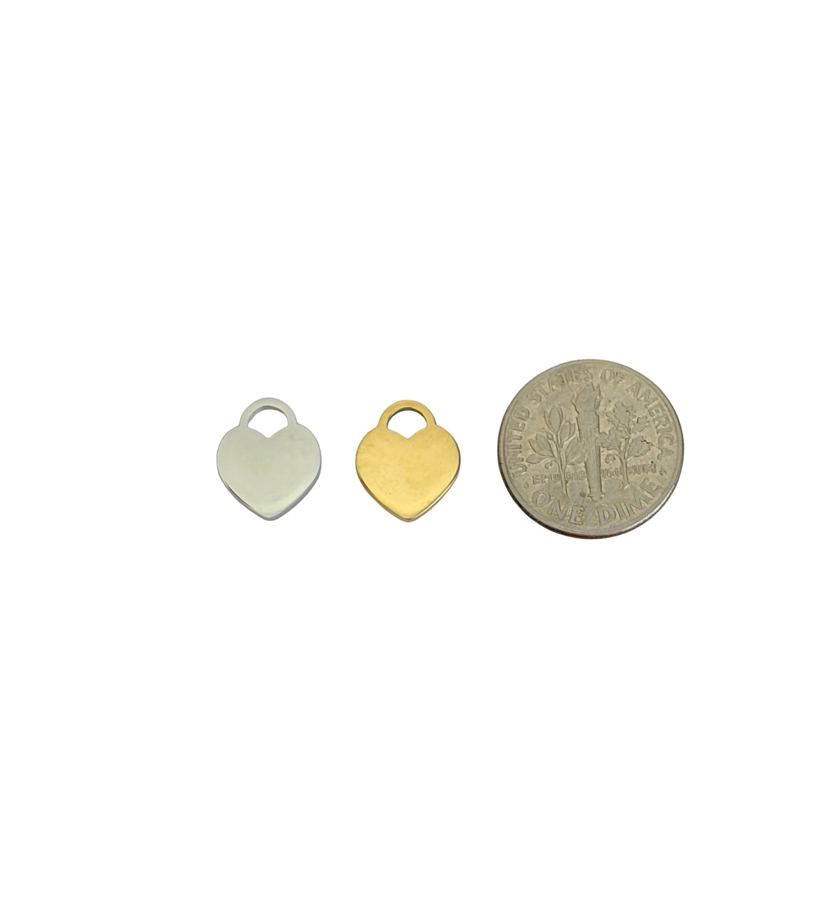 Polished 10mm Heart Charm • Stainless Steel or Gold Over Stainless Steel Heart Pendant for Jewelry Making