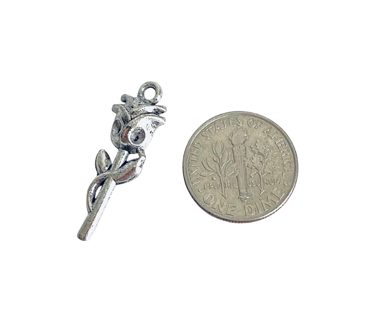 Base Metal Small Rose Charm