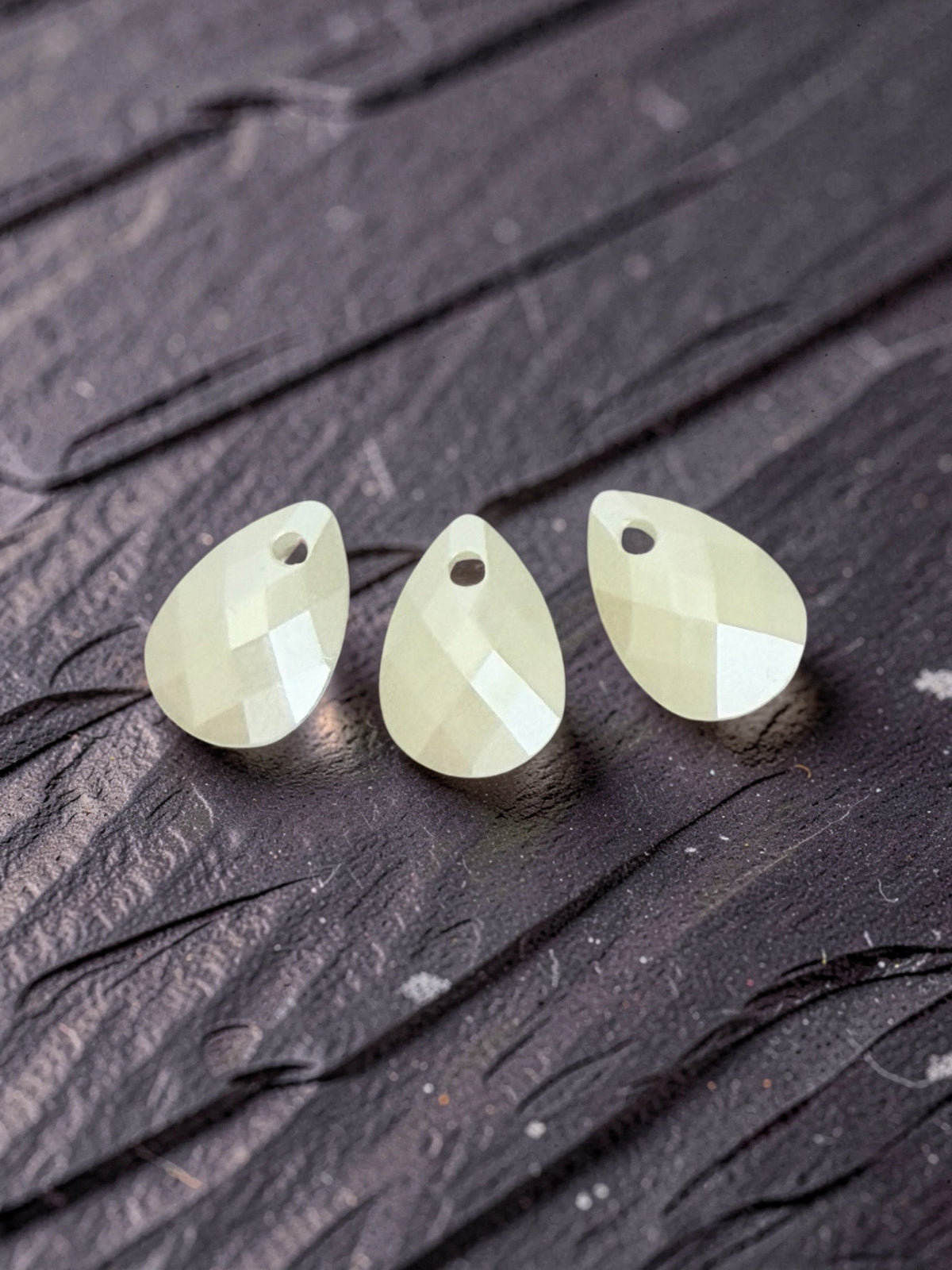Small Faux Pearl Faceted Flat Pear Shape Pendant • 8mm x 12mm • Teardrop Bead for Jewelry Making