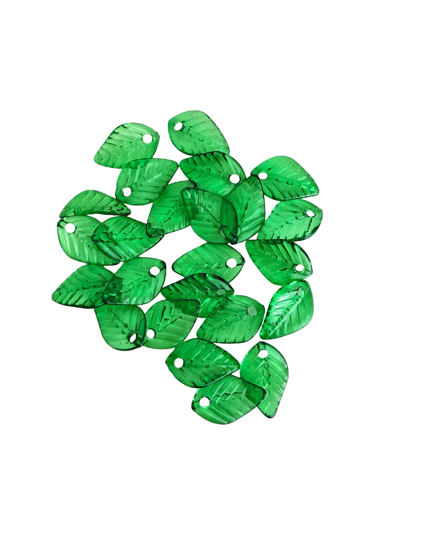 Acrylic Green Leaf Beads • Transparent Leaf Charms in 2 Styles
