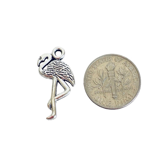 Base Metal Small Flamingo Charm