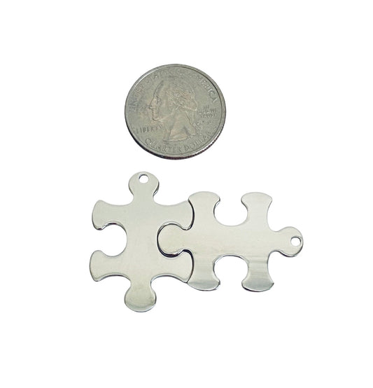 Shiny Stainless Steel Puzzle Blank • 23mm x 33mm