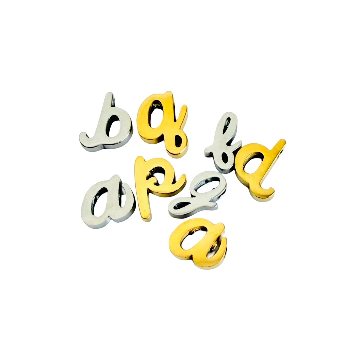 Stainless Steel Lowercase Script Letter Charm • Dainty Initial Pendant for Custom Jewelry Making
