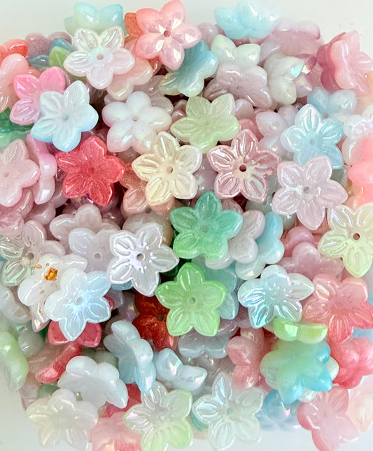 12mm Five-Petal Pastel Flower Beads