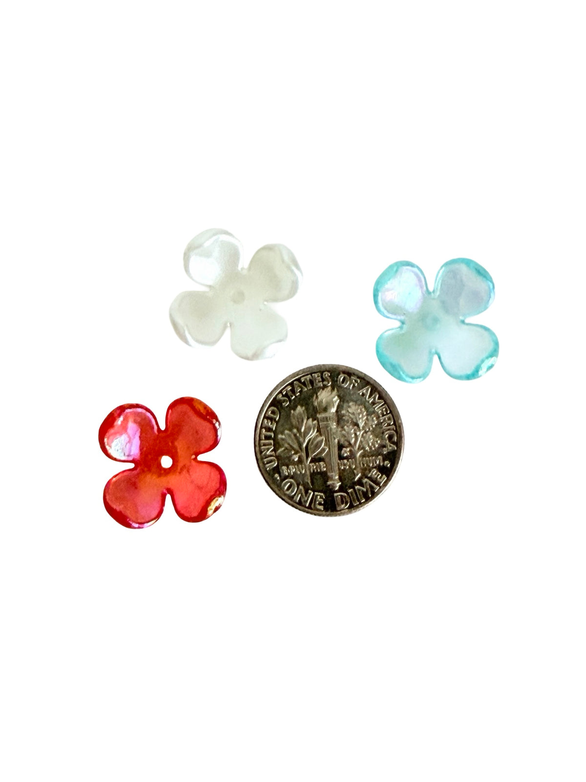 16mm Acrylic Hydrangea Flower Petal Beads (4-Petal) • Pearl-like • Random Mix Colors