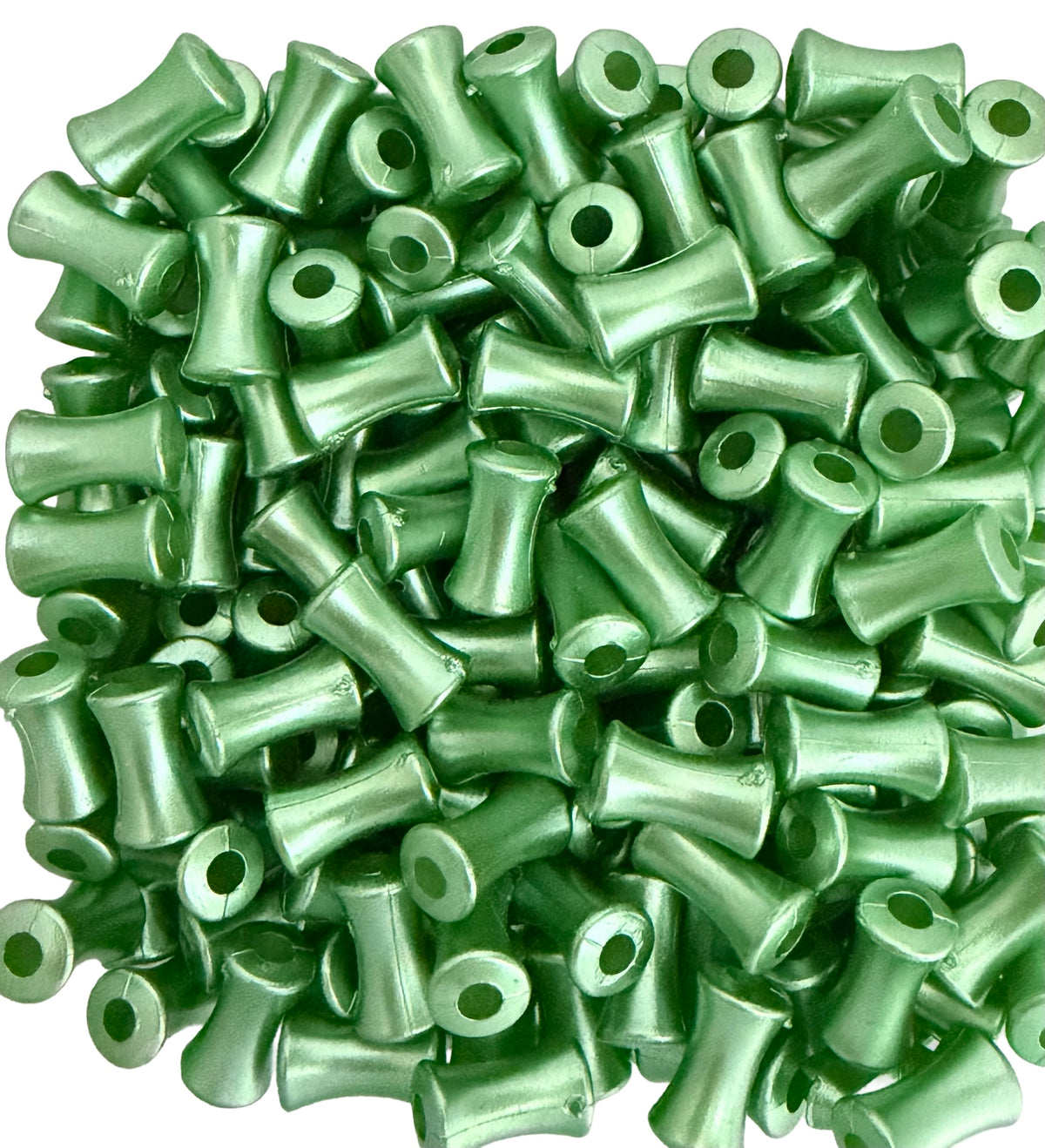 6mm x 11mm Acrylic Bamboo Joint Beads • Dark Green Bamboo Beads for Jewelry Making & Crafts