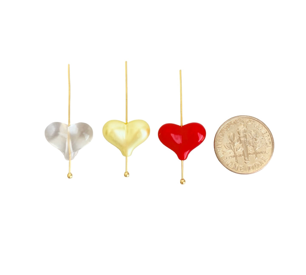 Small Acrylic Puffy Heart Beads • Random Mix of Faux Pearl, Transparent or Solid Colors • Heart Beads for Jewelry Making