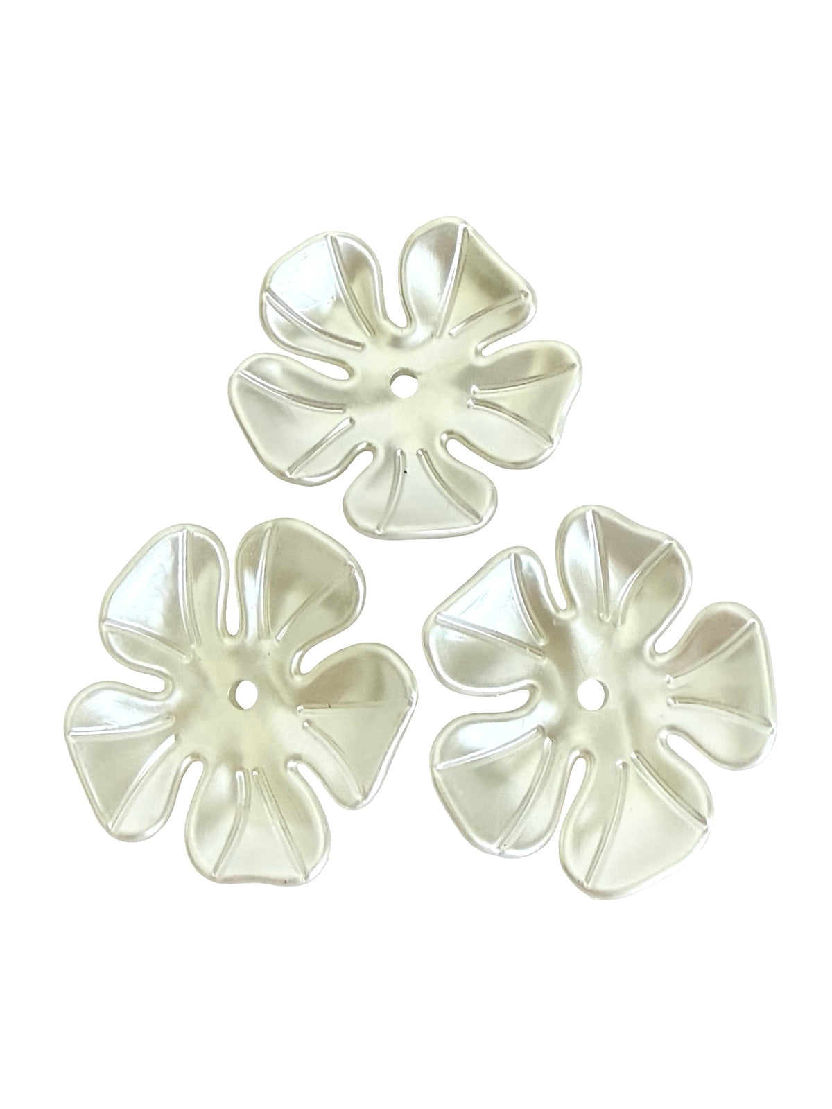 39mm Large Acrylic Faux Pearl 5-Petal Flower Beads • Statement Pearl Flower Beads for Jewelry Making & Crafts