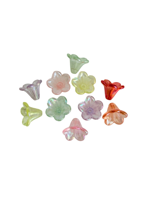Mixed AB Transparent Trumpet Flower Beads