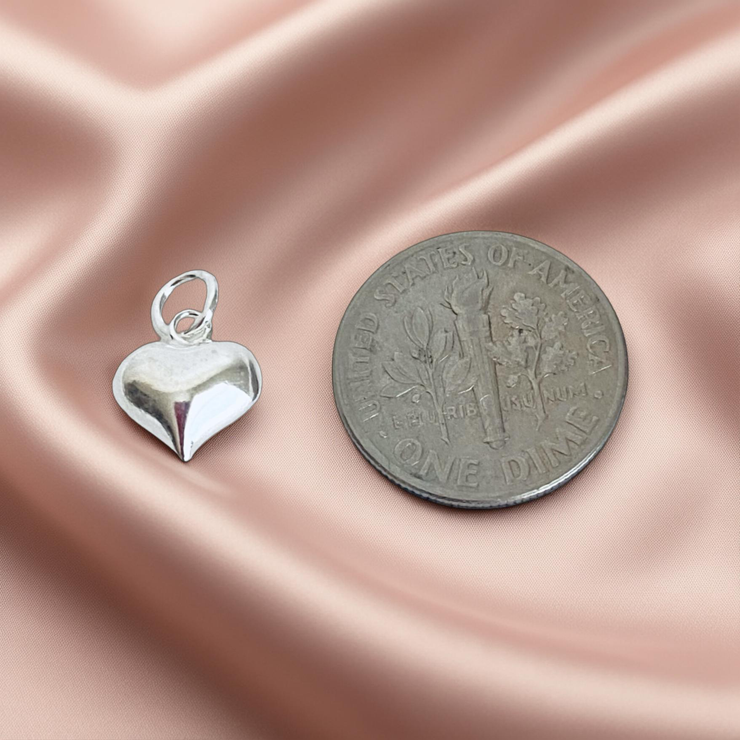 925 Sterling Silver SMALL Heart Charm (8mm x 10mm)