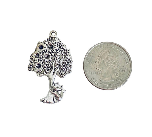 Base Metal Large Tree with Cat Charm