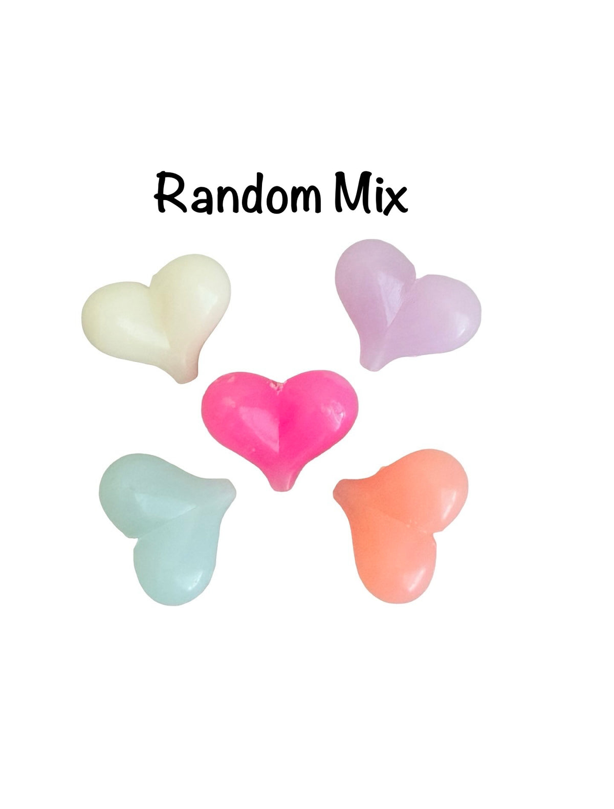 Large Acrylic Puffy Heart Beads • 22mm x 17mm • Off White & Random Mix of Translucent Heart Beads