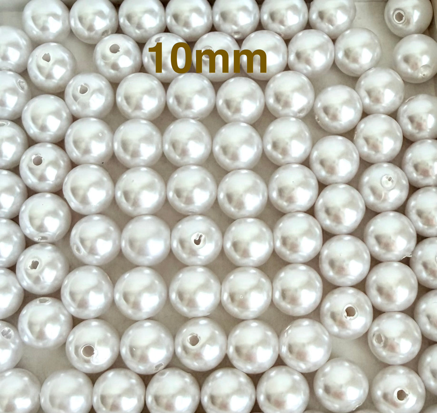 White Glass Pearl Beads (10mm or 12mm) • Elegant Round Faux Pearl Beads for Jewelry Making, Bracelets, Necklaces & DIY Crafts