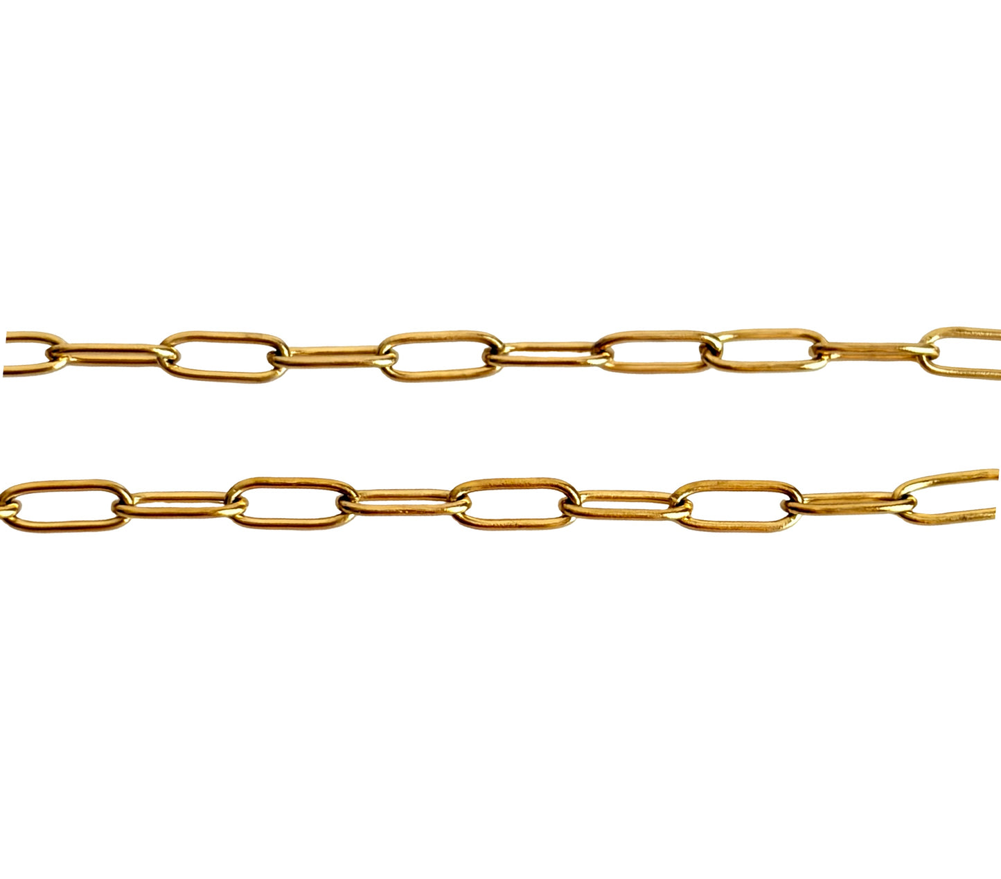 18K Gold Over Stainless Steel Flat Small Paperclip Chain (2.5x6mm)