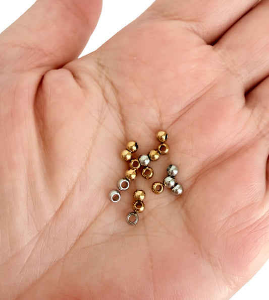 Stainless Steel Beads (3mm) • Stainless Steel or Gold Finish Spacer Beads for Jewelry Making