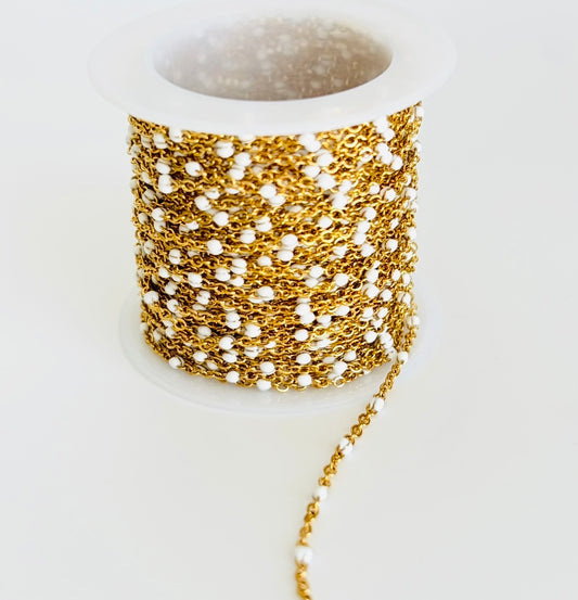 Gold Over Stainless Steel Enamel Chain • Colorful Dainty Jewelry Chain for Necklaces & Bracelets