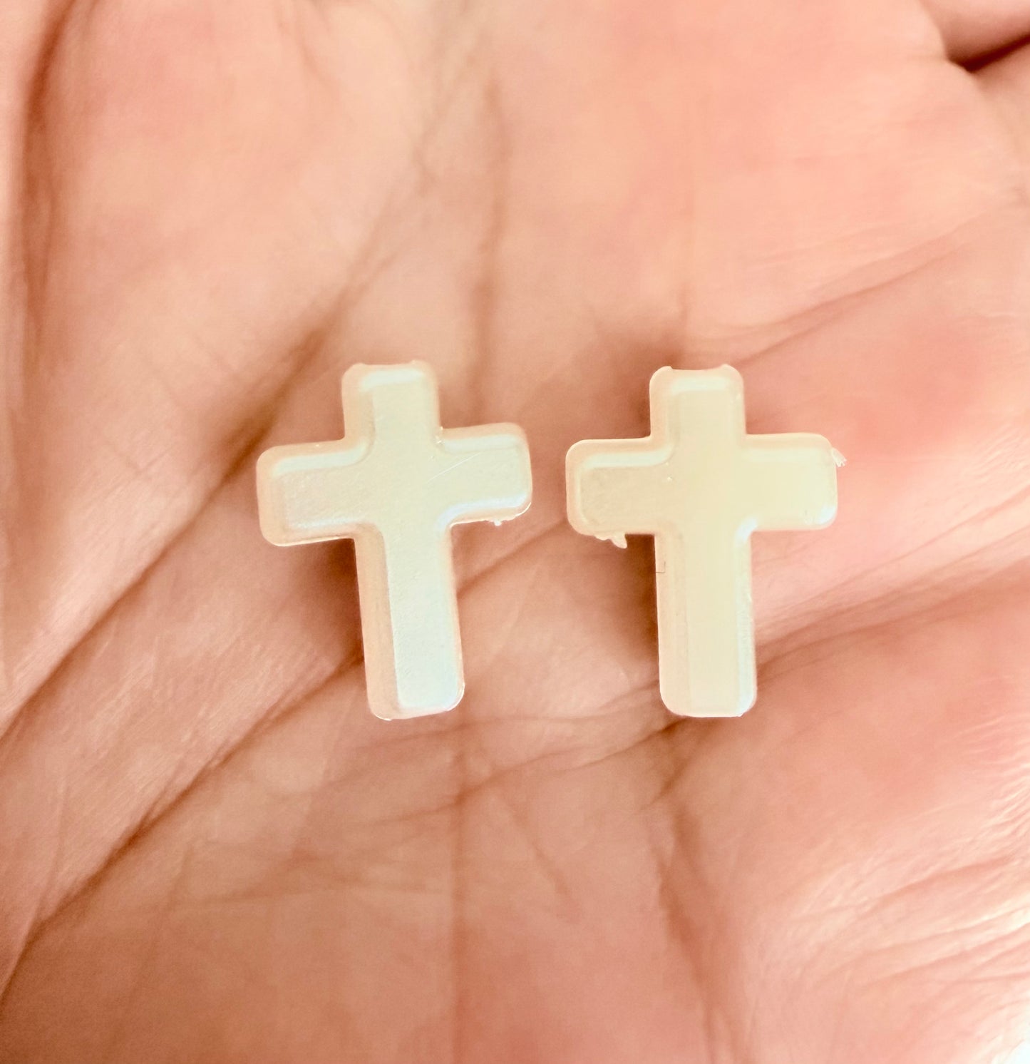 Faux Pearl Cross Beads • 12mm x 15mm • Jewelry Making Beads