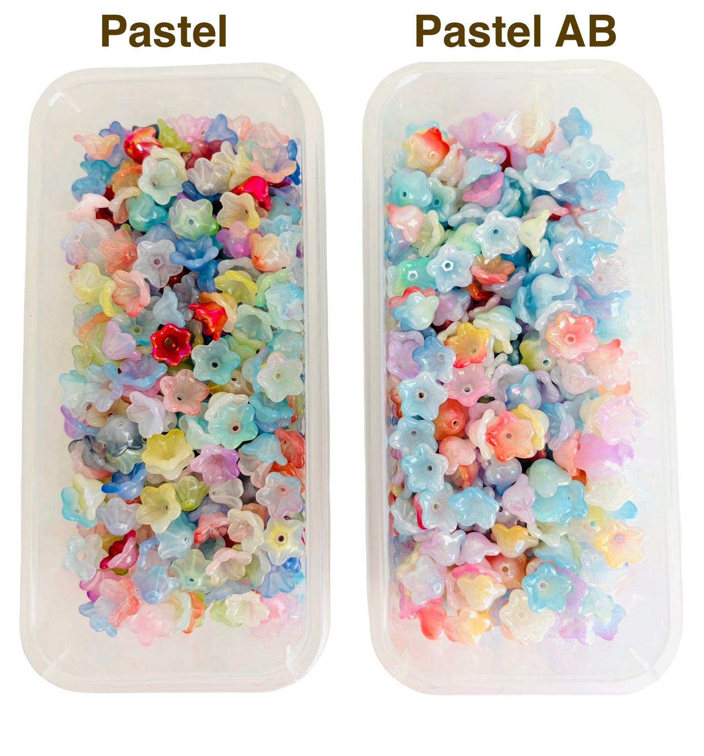 Acrylic Morning Glory Flower Beads • Pastel & Pastel AB Floral Beads for Jewelry Making, Lightweight Plastic Flower Beads
