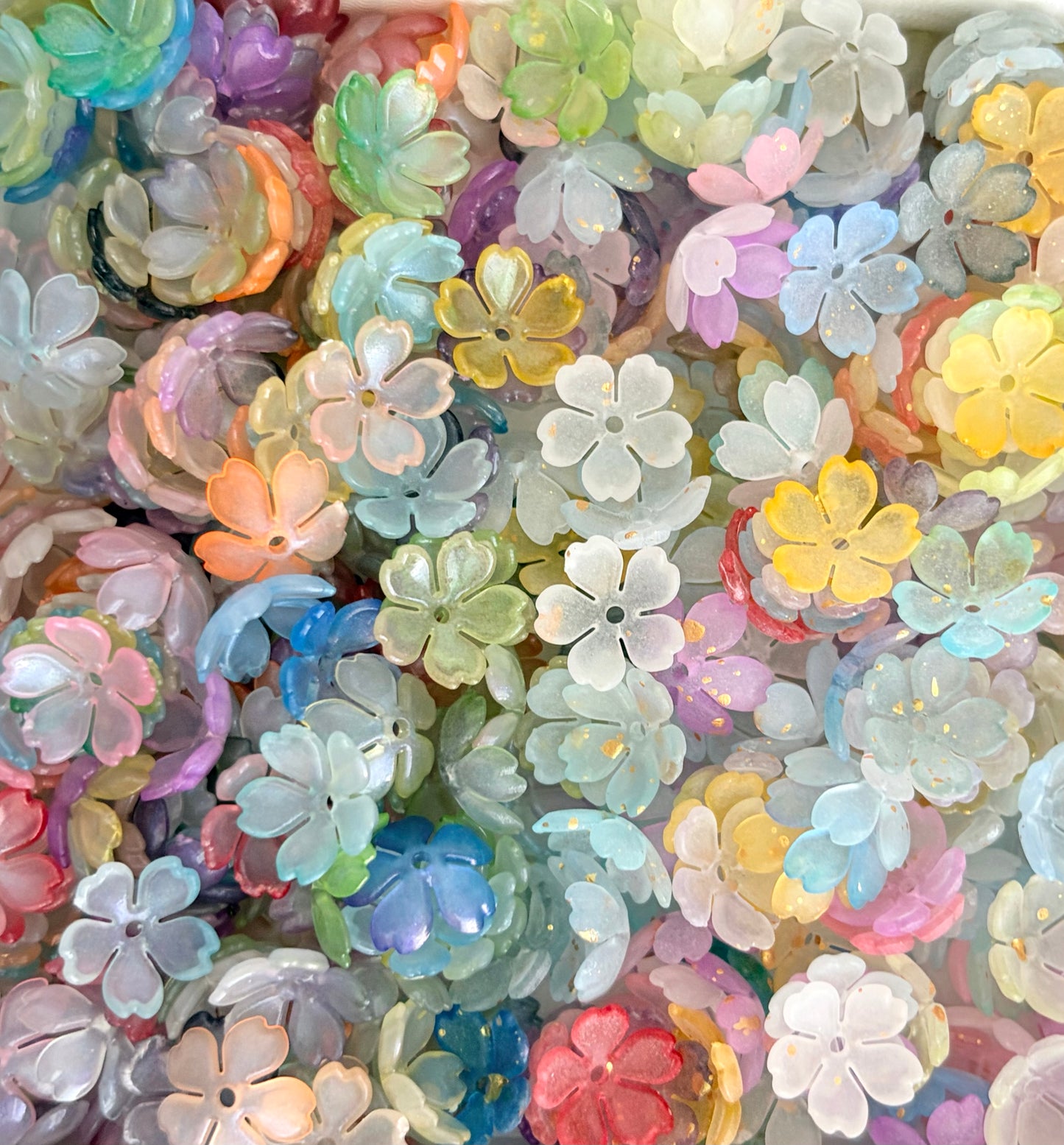 Cherry Blossom Flowers • Transparent • Frosted Pastel Flower Beads