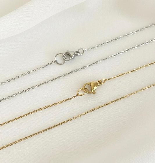 Thin Flat Cable Chain Necklace • Stainless Steel • Gold over Stainless Steel