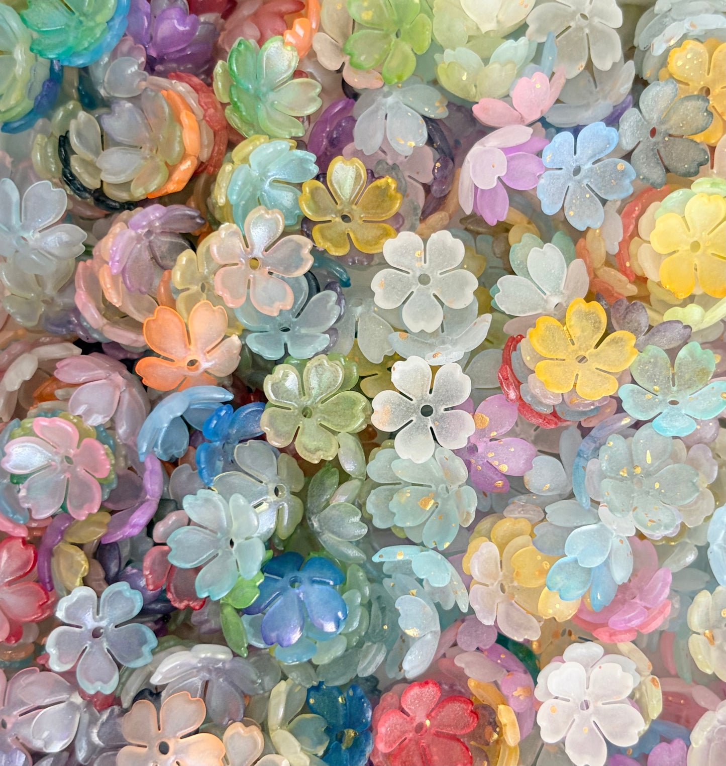 Cherry Blossom Flowers • Transparent • Frosted Pastel Flower Beads