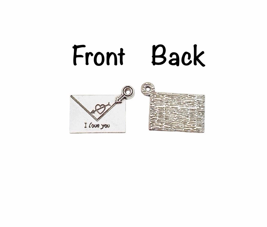 Base Metal I Love You Envelope Charms