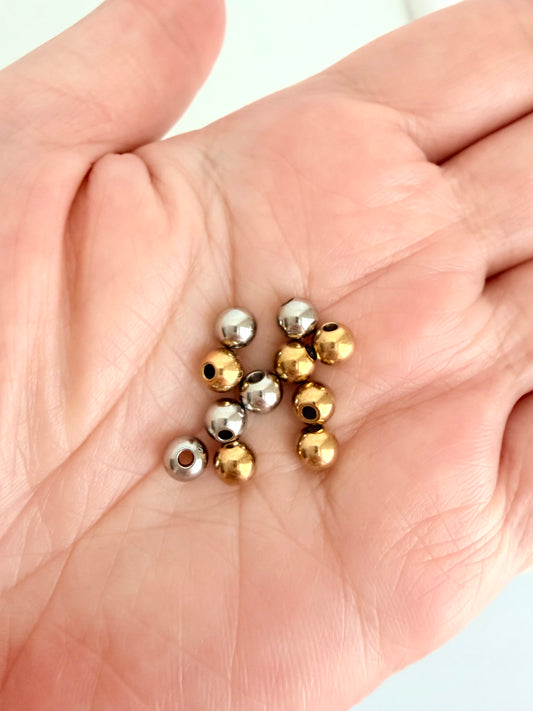 Stainless Steel Beads (5mm) • Stainless Steel or Gold Finish Spacer Beads for Jewelry Making
