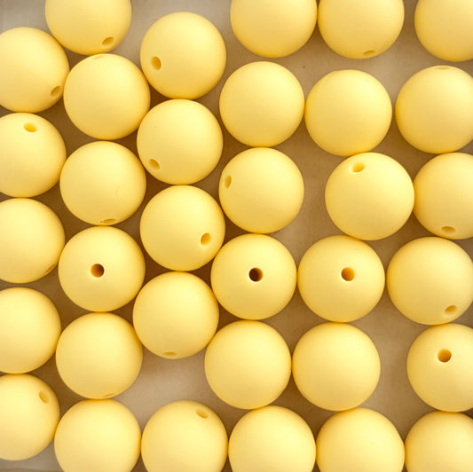 15mm Light Yellow Silicone Beads • Round Beads (Sold Per Piece) for Jewelry Making, Keychains & DIY Crafts