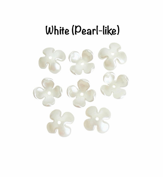 16mm Acrylic Hydrangea Flower Petal Beads (4-Petal) • Pearl-like • Random Mix Colors