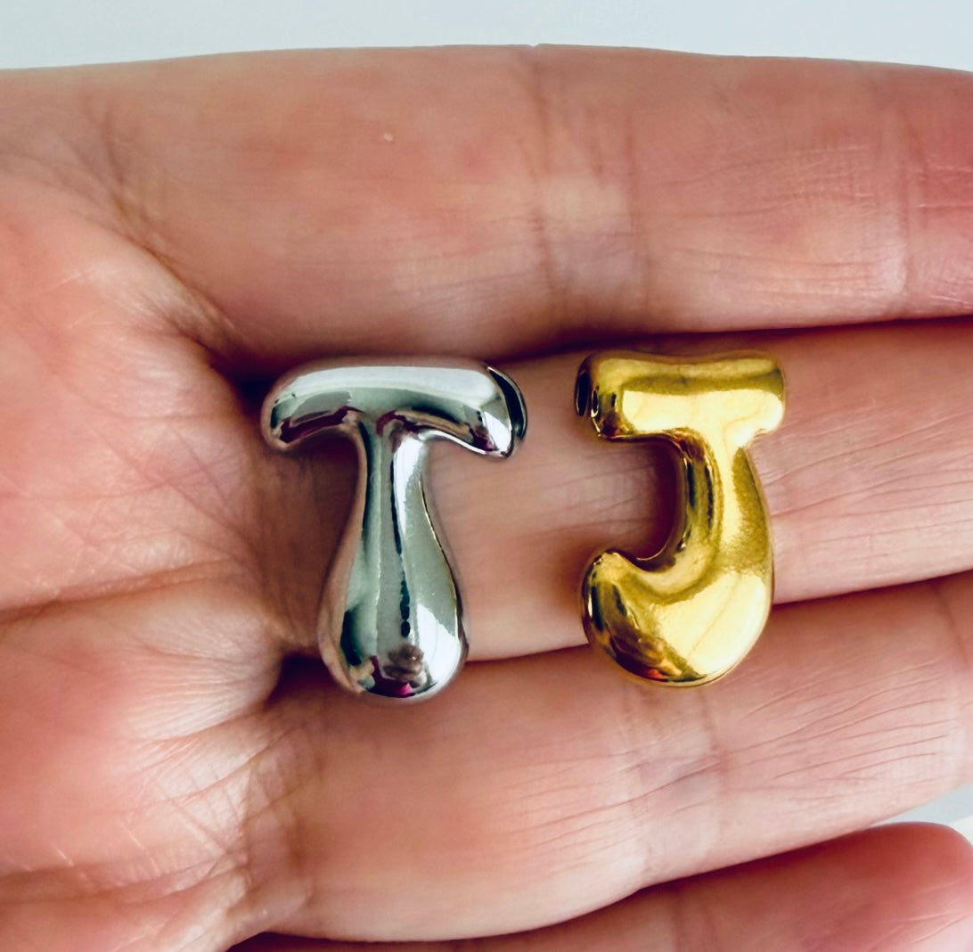 Large Stainless Steel Bubble Letter Charm (A-Z)