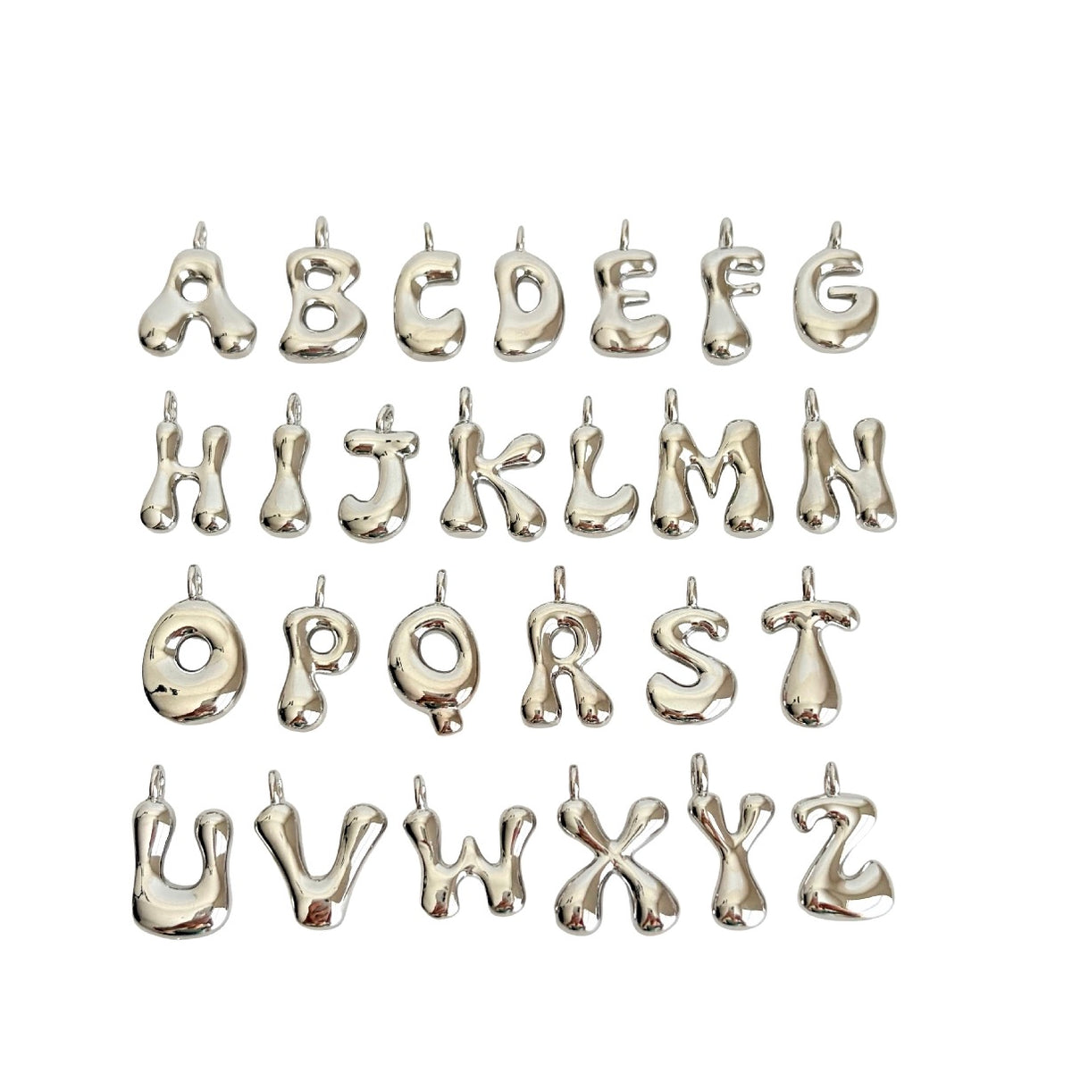 Large Base Metal Bubble Letter Charm • Silver or Gold Tone • Individual Letter Charm for Jewelry & Bag Charms