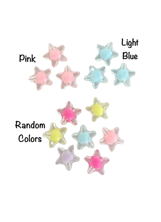 11mm Clear Acrylic Star Beads with 6mm Color Center • Solid or Random Mix Colors • Jewelry Making