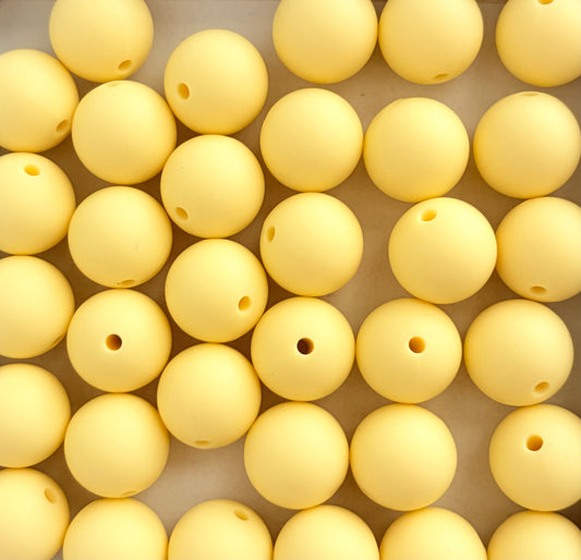 15mm Light Yellow Silicone Beads • Round Beads (Sold Per Piece) for Jewelry Making, Keychains & DIY Crafts