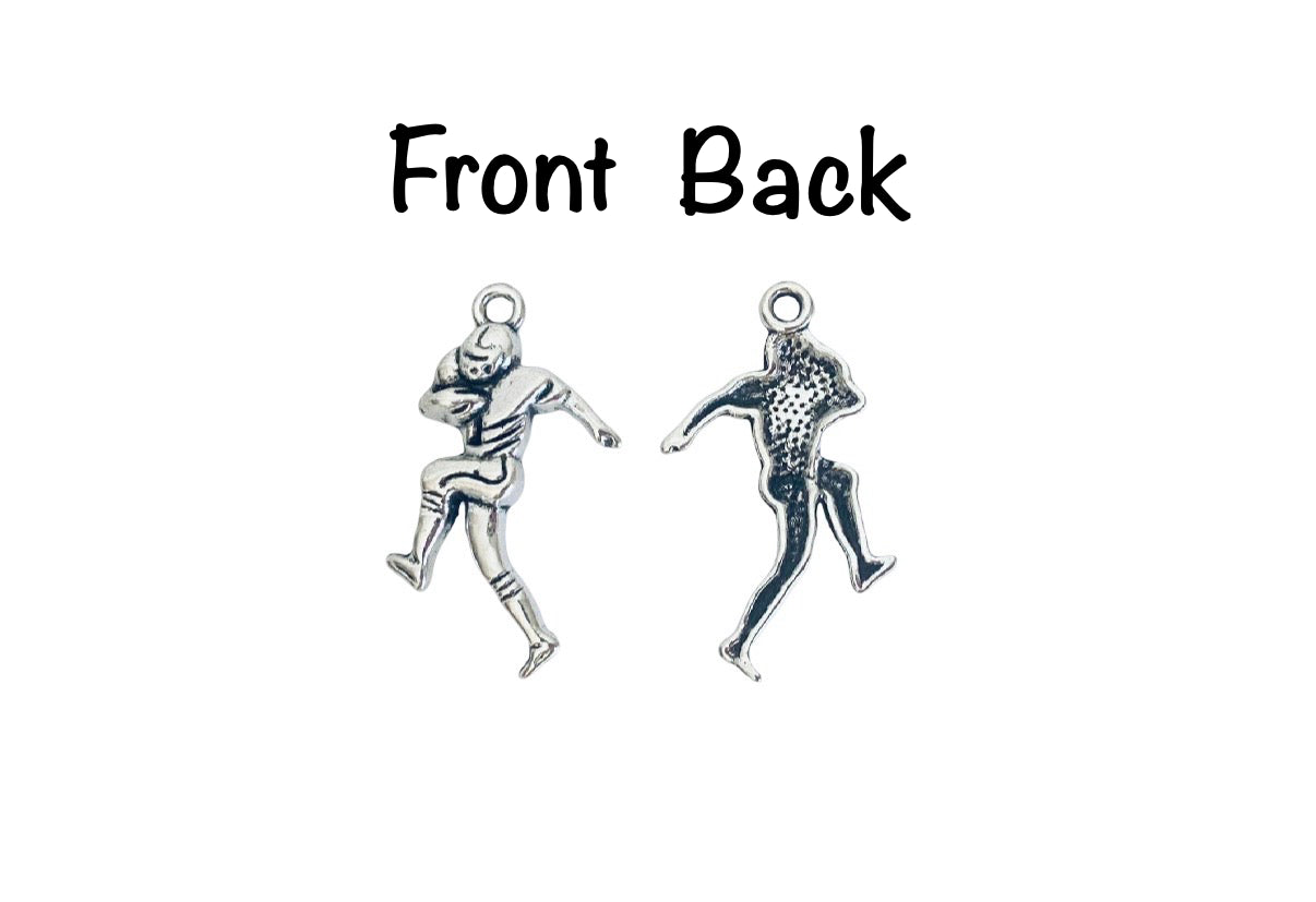 Base Metal Football Player Charms
