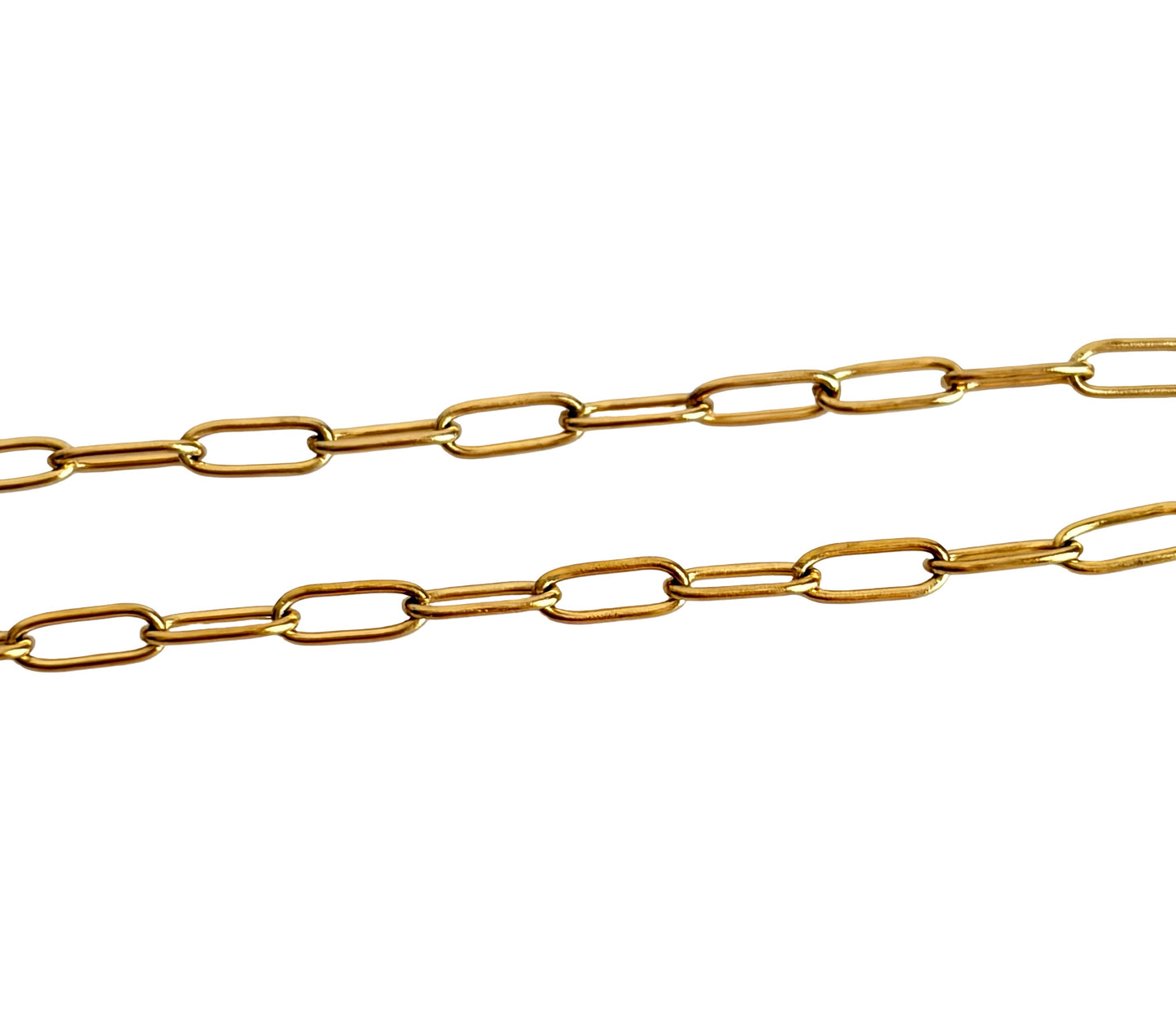 18K Gold Over Stainless Steel Flat Small Paperclip Chain (2.5x6mm)