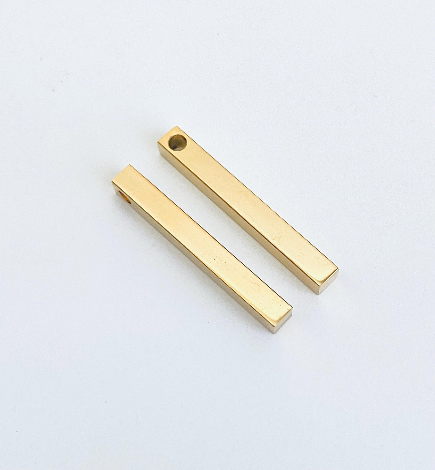 Long Square Bar Blank 5x40mm – Stainless Steel, Gold or Rose Gold over Stainless Steel • Engravable Bar Pendant for Jewelry Making