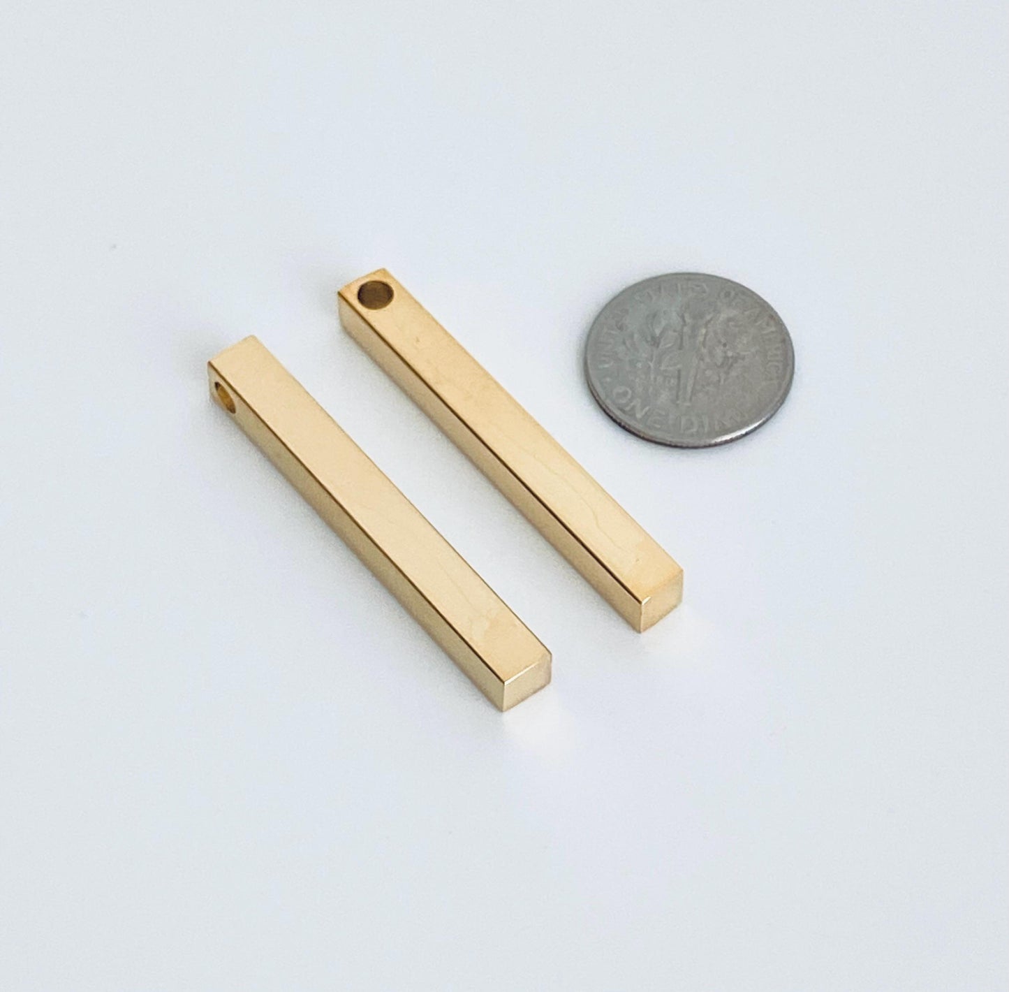 Long Square Bar Blank 5x40mm – Stainless Steel, Gold or Rose Gold over Stainless Steel • Engravable Bar Pendant for Jewelry Making