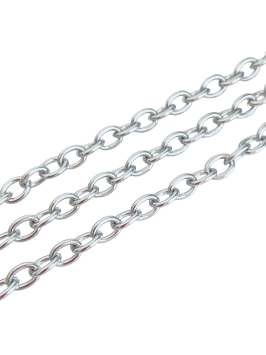 6mm x 8mm Shiny Stainless Steel Oval Chain • Sold by the Foot