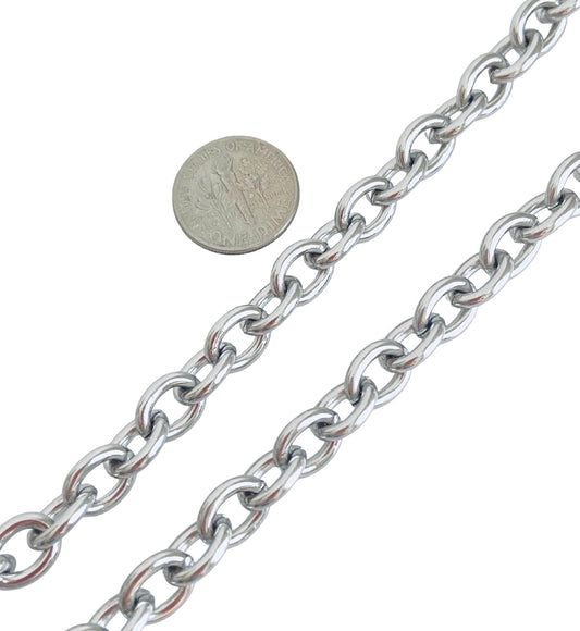 8x10mm Chunky Stainless Steel Oval Chain • Sold by the Foot