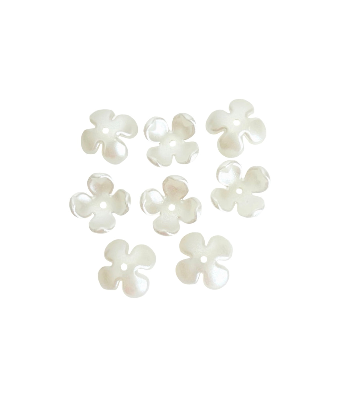 16mm Acrylic Hydrangea Flower Petal Beads (4-Petal) • Pearl-like • Random Mix Colors